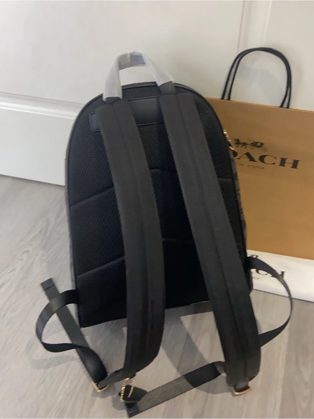 Coach Black Signature Mini Backpack with Gold Hardware